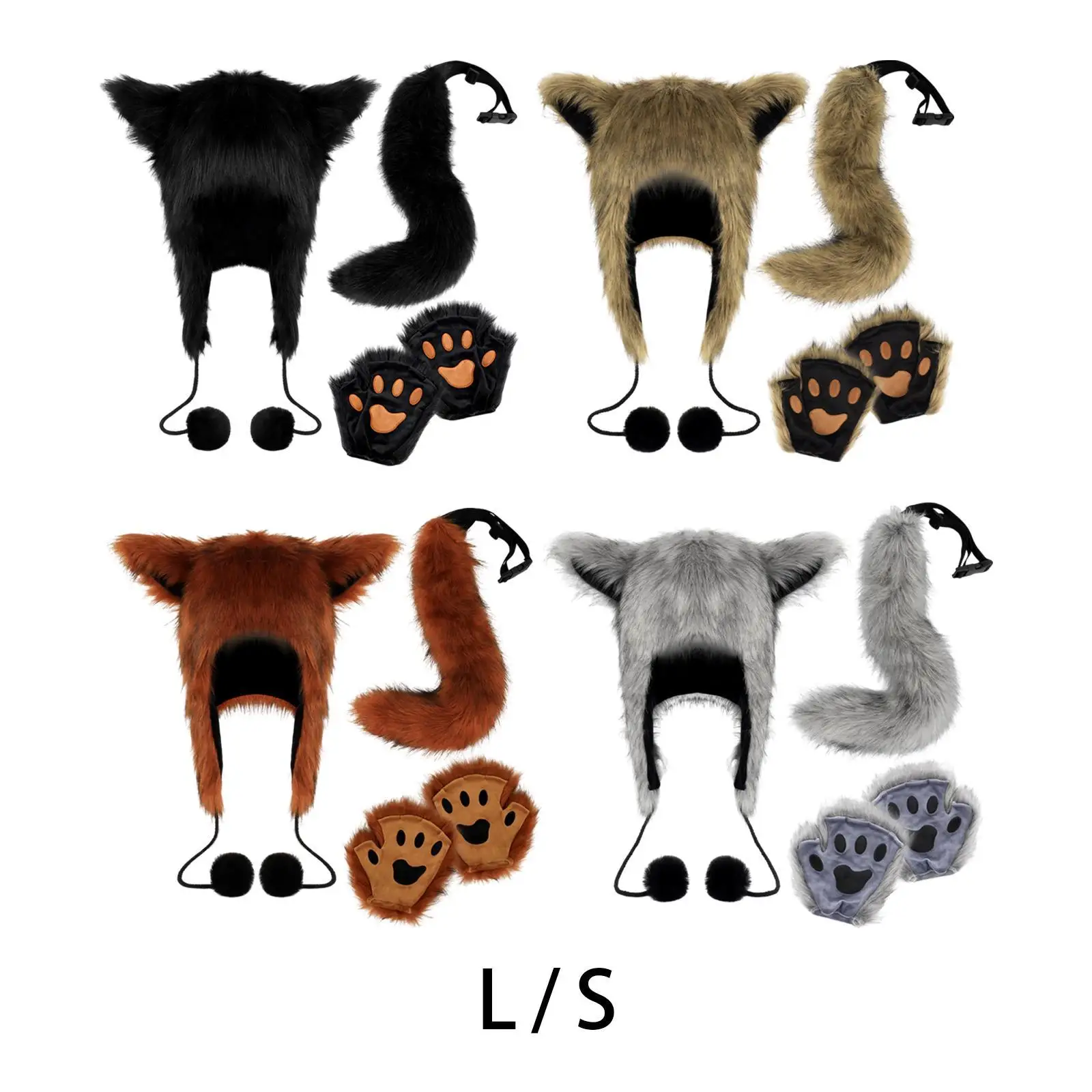 

Animal Costume Set Women Paw Gloves for Stage Performance Halloween Holiday