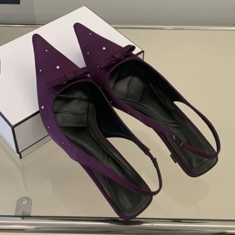 

Туфли-слингбэки Aneikeh: модные летние туфли на низком каблуке с бантом-бабочкой, заостренным носком, для вечеринок и торжеств