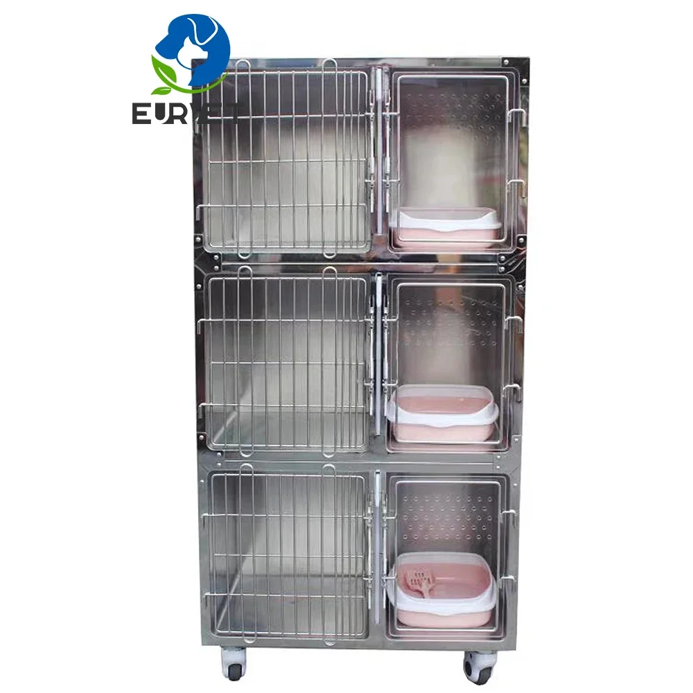 EUR PET Superior Quality 3 Layers Cat Cage Veterinary Equipment Best Selling Veterinary Hospital Cage Sets