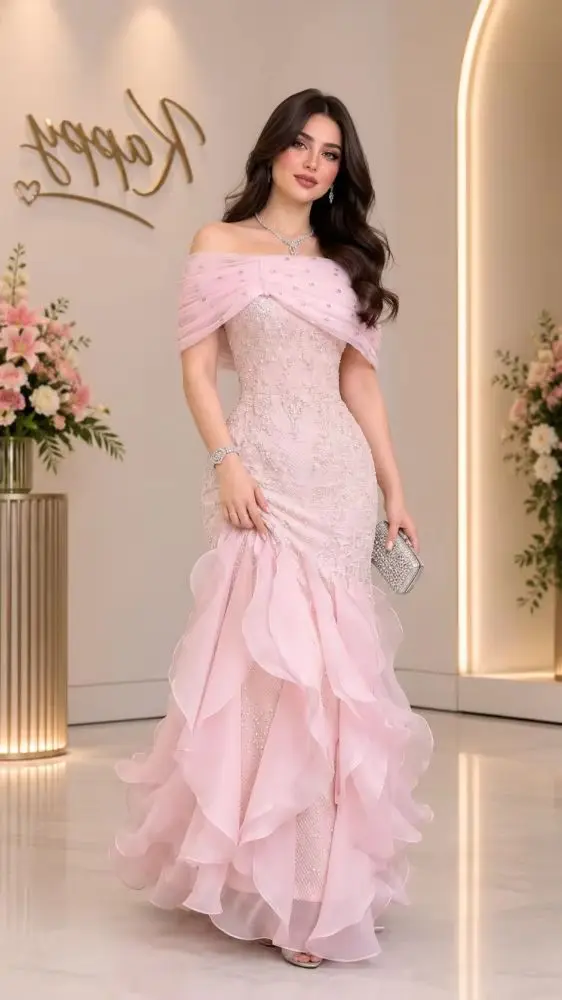 Customized Exquisite Glitter Evening Dresses Sexy Beading Fashion Mermaid Women's Prom Gowns Ruffles Sleeveless  Wedding Dresses
