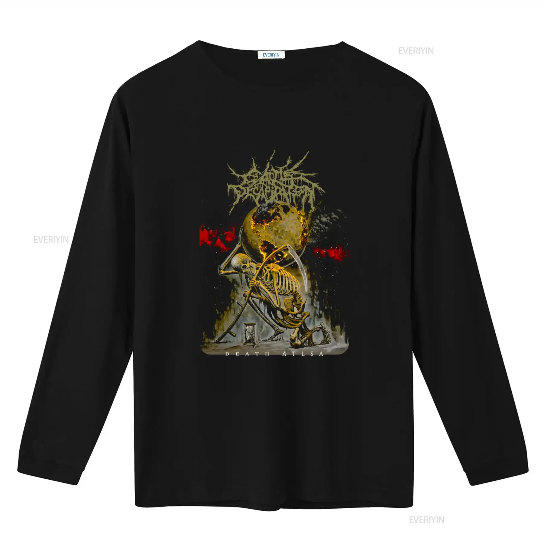 Cattle Decapitation Death Atlas T Shirt Skull Scythe Globe Design for Bold Statement vintage Washed Soft Slightly Casual