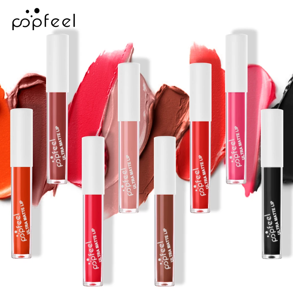 POPFEEL Party Lip Glaze Personality Candy Color Lip Gloss, Black Lip Glaze, Non-stick Cup Long Lasting Lip Gloss