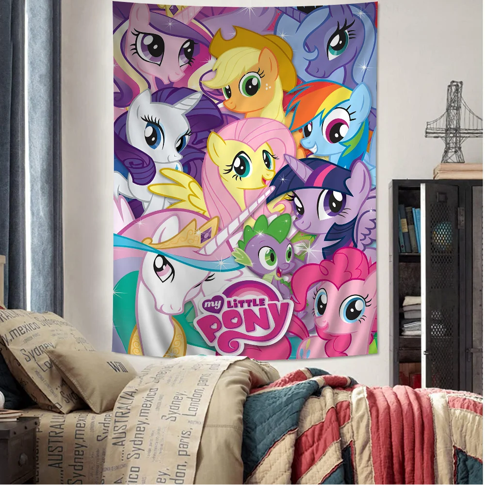 Cute M-My Cartoon P-Pony L-Little Anime Tapestry Hanging Tarot Hippie Wall Rugs Dorm Home Decor