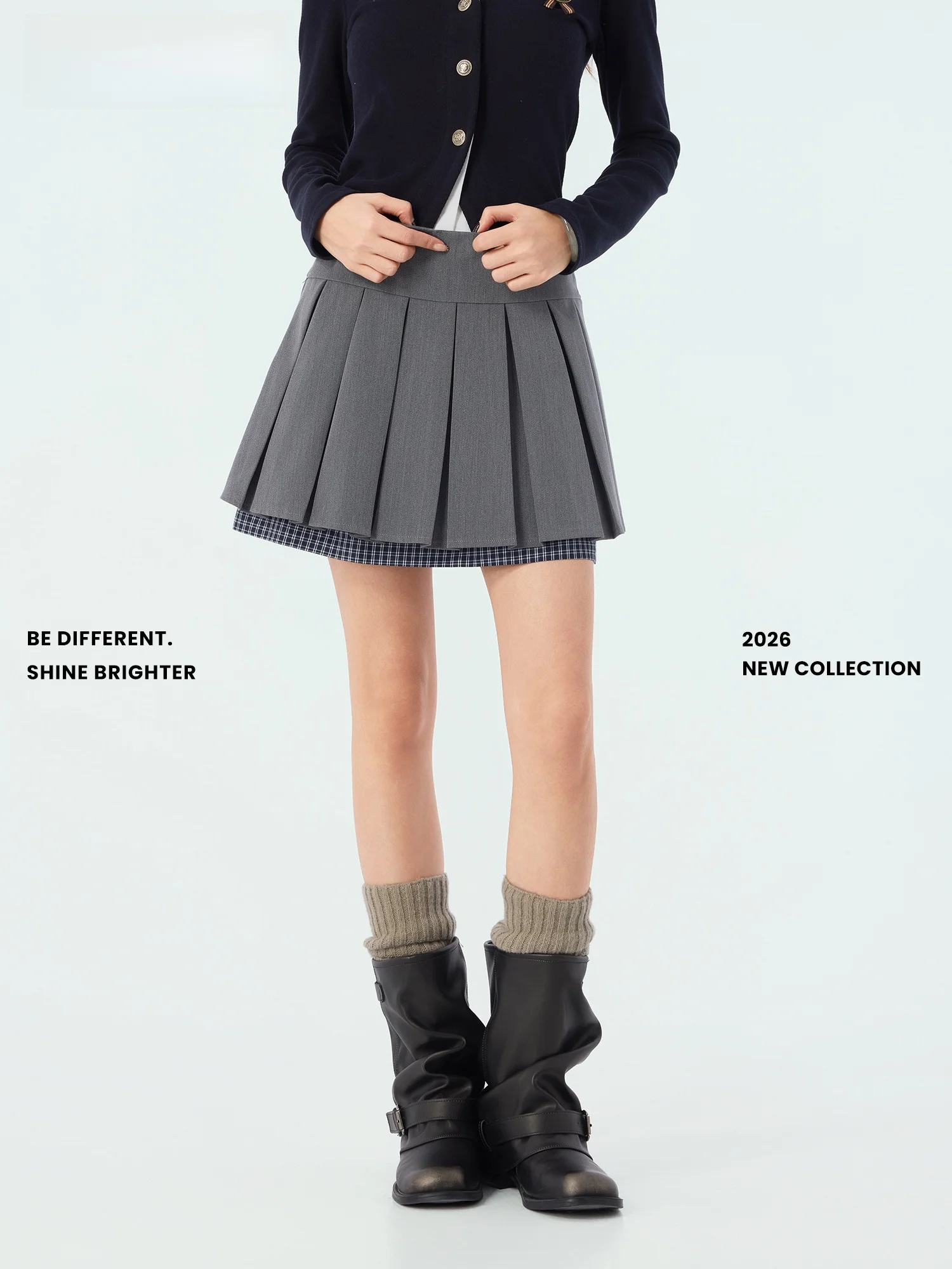 

Юбка Didimax Spring New: плиссированная, с клетчатыми вставками, А-силуэт, высокая талия, полиэстер, для повседневной носки