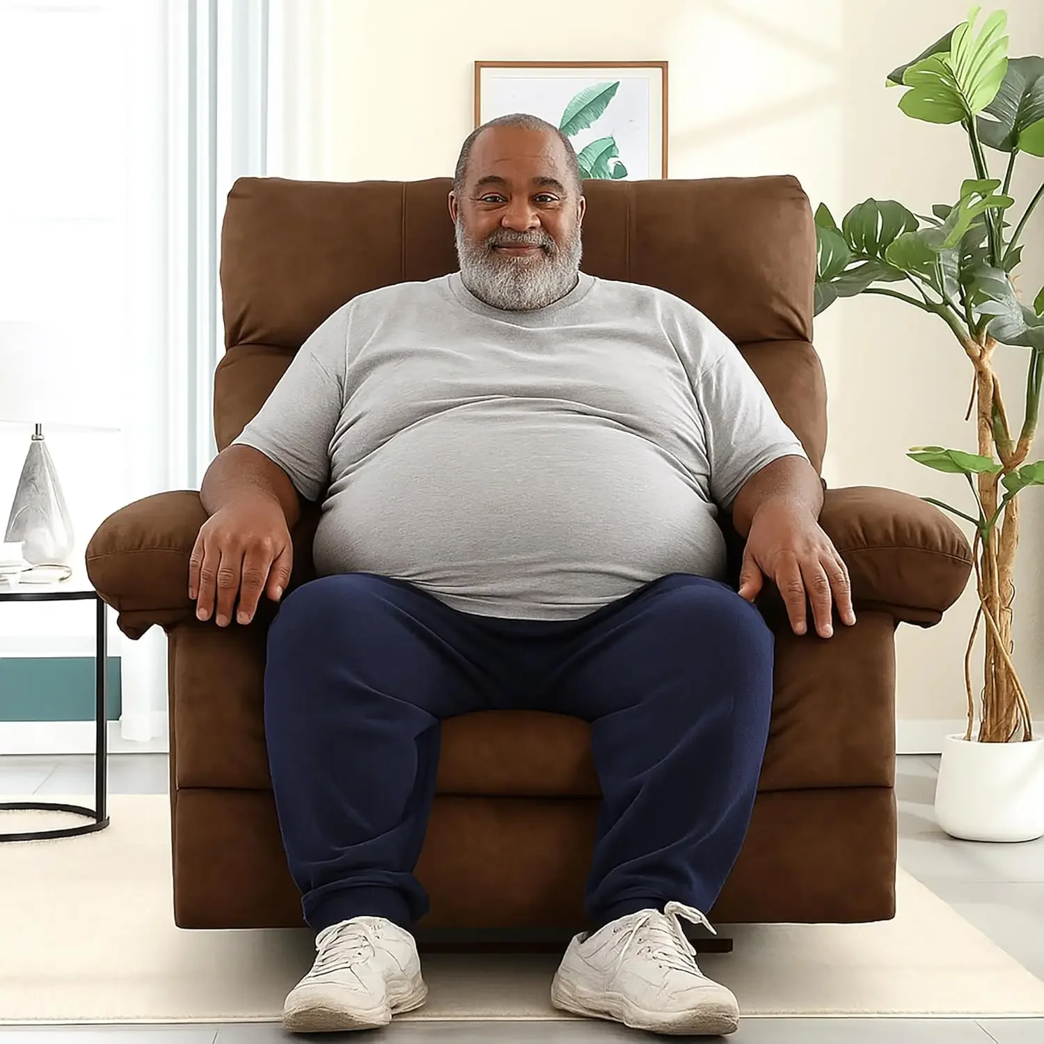 

Сверхширокое кресло-реклайнер увеличенного размера – кресло-реклайнер с функцией невесомости, грузоподъемность 350 фунтов, с подъемной подставкой для ног, поясничной опорой, индивидуальной настройкой