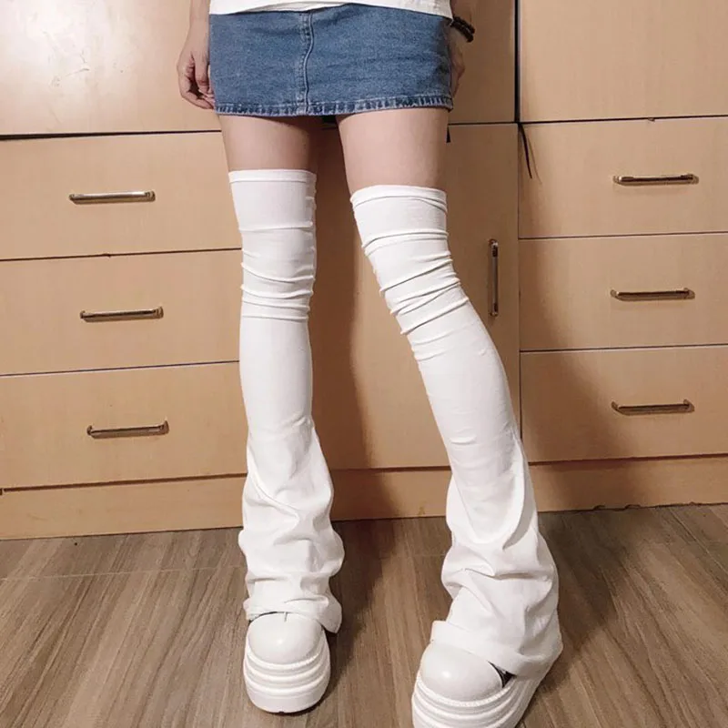 Y2K Leg Stockings Elasticity Slimming Knee Socks Japanese Style Spicy Femboy Over The Knee Horn Shaped Cuffs Sexy Accessories