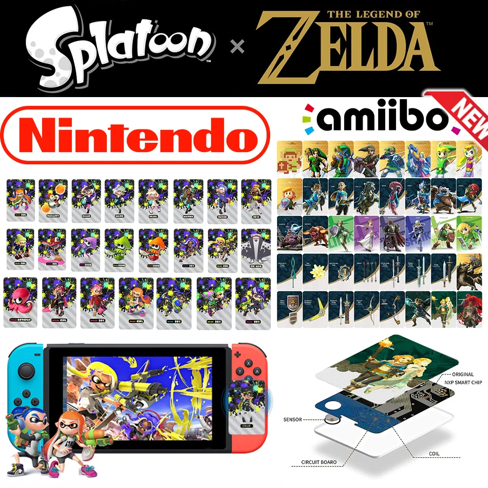 Nowa karta splatoon 3 Zelda Amiibo Złóż wniosek o Legenu Zelda: Łzy Królestwa i Oddychanie Dzikiej Najnowszej Paralotniarstwo NFC