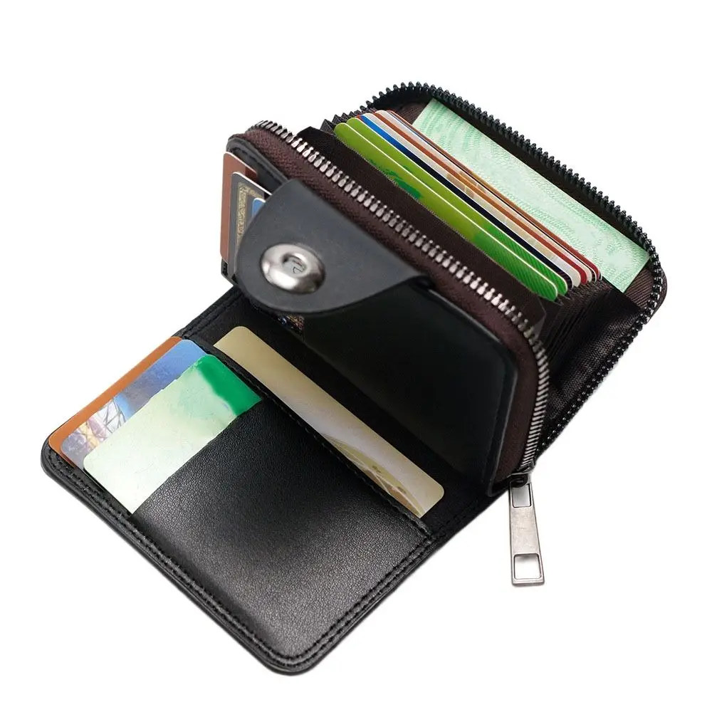 

18 Cards Slim Holder Men's Short Wallet Durable Large Capacity Pocket Purse Anti-degaussing Cash Clamp Mini Zipper Wallet Travel