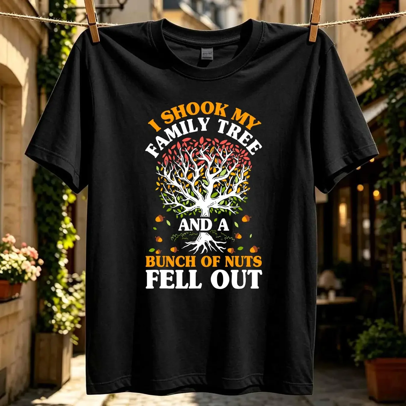 washed T Shirt Shook My Family Tree Nuts Fell Out Funny Reunion Genealogy  vintage Washed Stretched Top For Everyday Wear