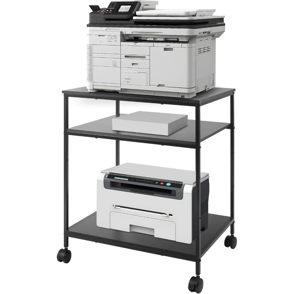 

Large Printer Stand, 23.6" W x 18.9" D x 31.5" H Large Printer Table with Adjustable Storage Shelf,3 Tier Rolling Printer Cart