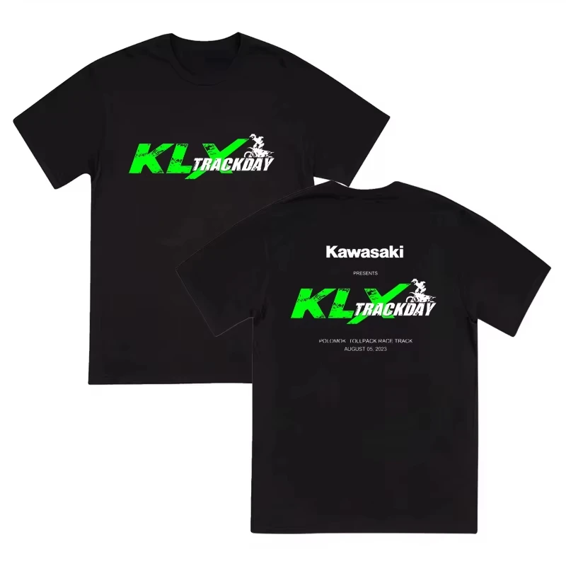 

Kawasaki KLXTrackDay printed loose T-shirts for men and women in the summer of 2025 short-sleeved street style