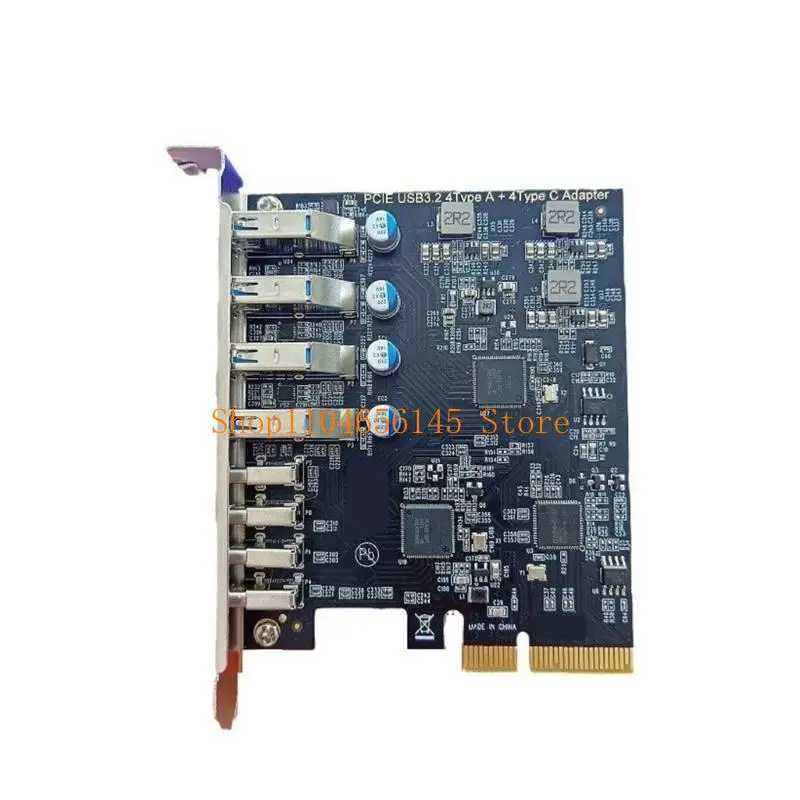 بطاقة توسيع PCIe ذات 8 منافذ 5asd تتميز بـ 4x USB 3.2 و4x TypeC بسرعة 10 جيجابت في الثانية لتوسيع قدرات الكمبيوتر