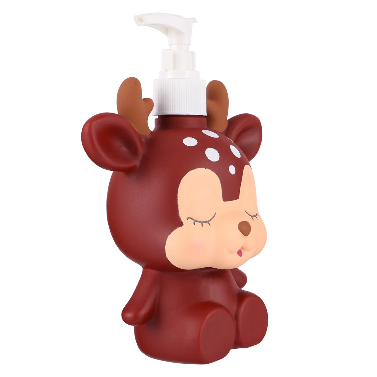 Kids Cartoon Emulsion Press Pump Bottle Brown Deerlet 300Ml Cute Lotion Dispenser for Kids Shampoo Liquid Storage and Bathroom