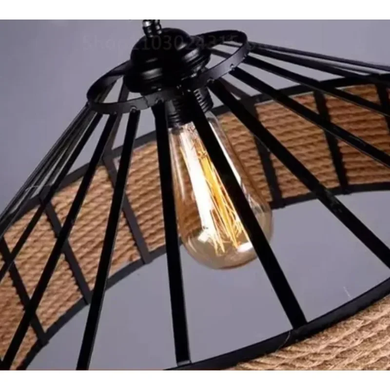 Industrial Classical Hemp Rope Lustre for Ceiling Chandelier Classic Retro Antique Dining Room Light