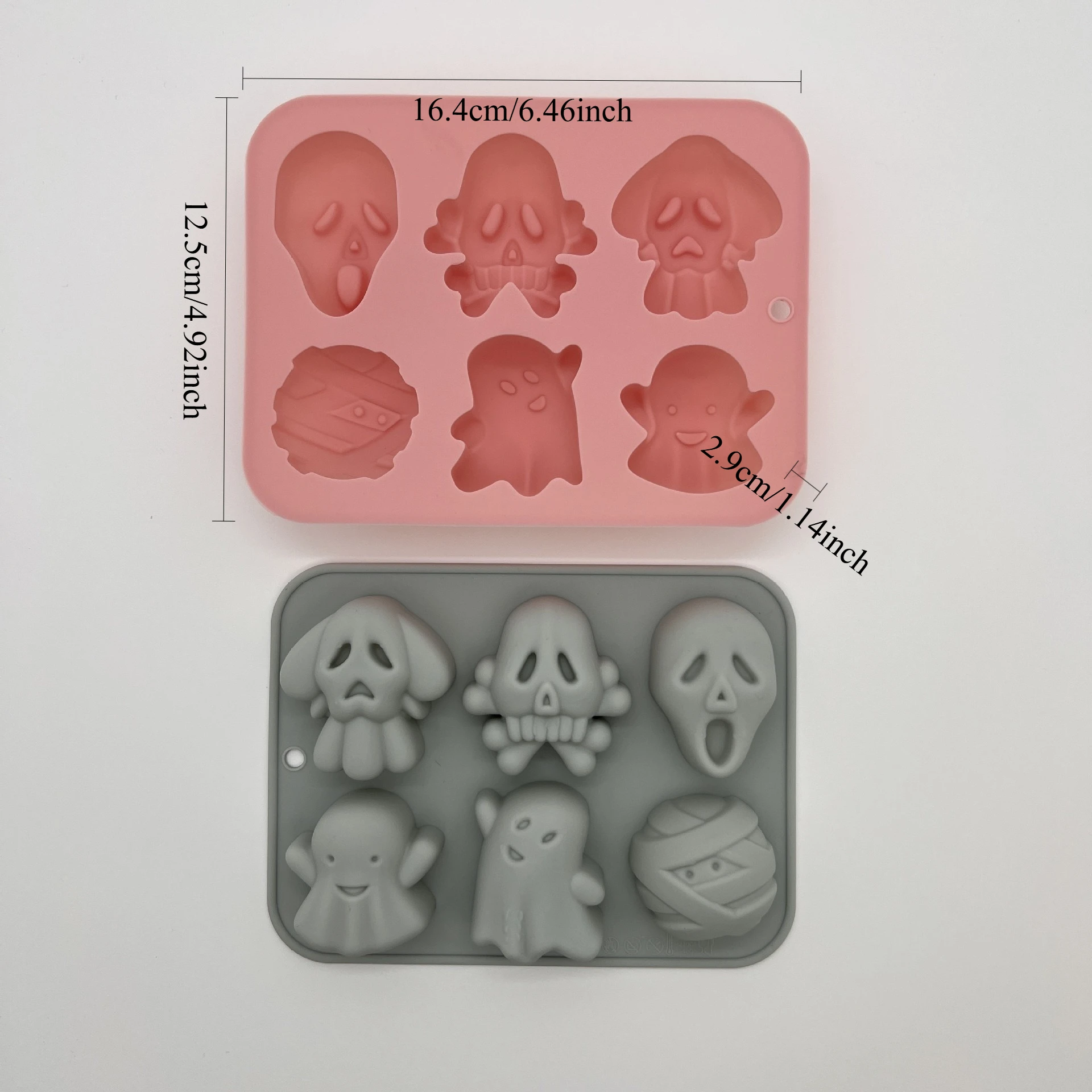 Halloween Silicone Chocolate Mold 6 Cavity Ghost Skull Mummy Skeleton Candy Mould DIY Jelly Fondant Cake Baking Decor Tool