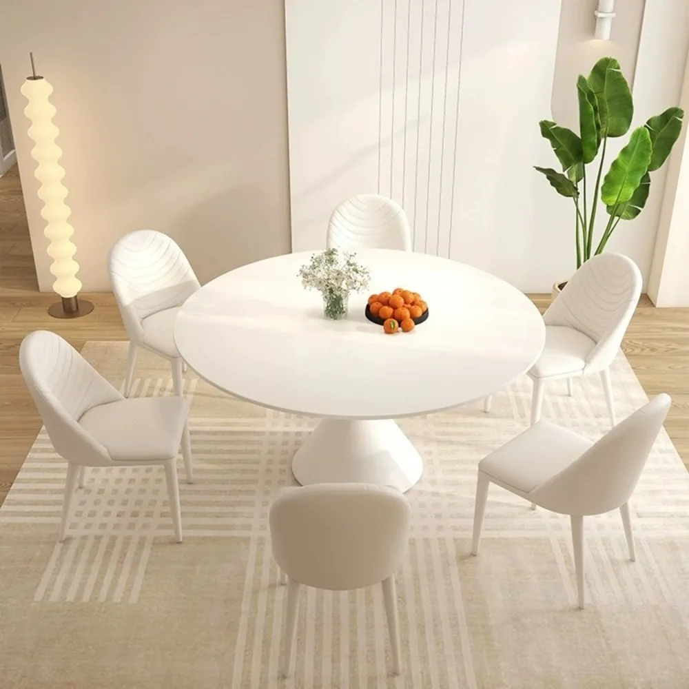 Cream wind pure white matte slate dining table swivel telescopic folding waltz dining table square round dual purpose table