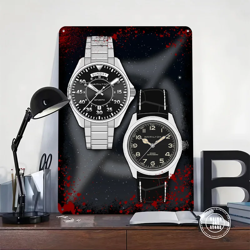 Interstellar Hamilton Watches Poster Customized Wall Art Vintage Metal Signs Retro Tin Plaque for Man Cave Office Decor House