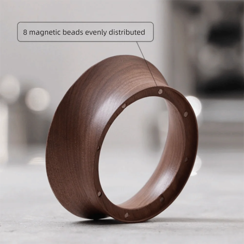 Wood Coffee Dosing Ring 51/53/58mm Magnetic Portafilter Coffee Catcher Ring Prevent Flying Powder Coffee Powder Ring Cafe
