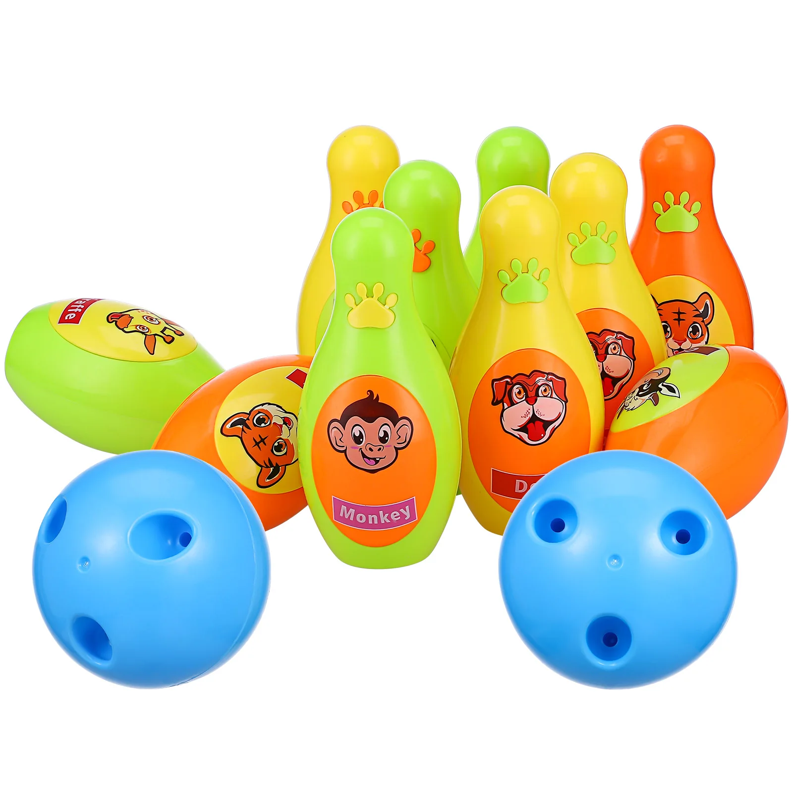 

2PCS Kids Bowling Set Animal Design Safe Outdoor Indoor Toddler Game Plastic Lightweight Portable for Children