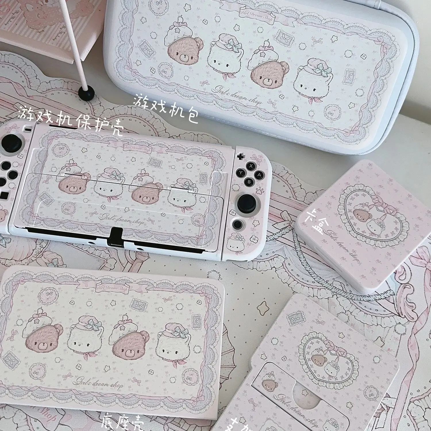 Case For Nintendo Switch OLED/NS/Lite Accessories kawaii Cat Bear Shell Joycon Case Cassette Box For Switch Console Games Case