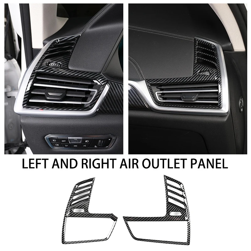 New-For-BMW X5 G05 2019 2020 2021 Carbon Fiber Style Car Interior Left And Right Air Conditioner Vent Outlet Cover Trim LHD