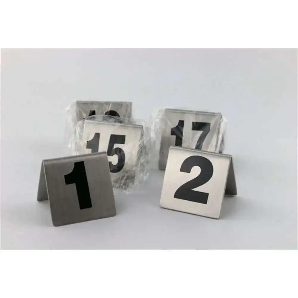 20pcs Double-sides Stainless Steel Table Sign Number Plate Wedding Table Number Restaurant Cafe Bar Place Desk Digit Card Holder