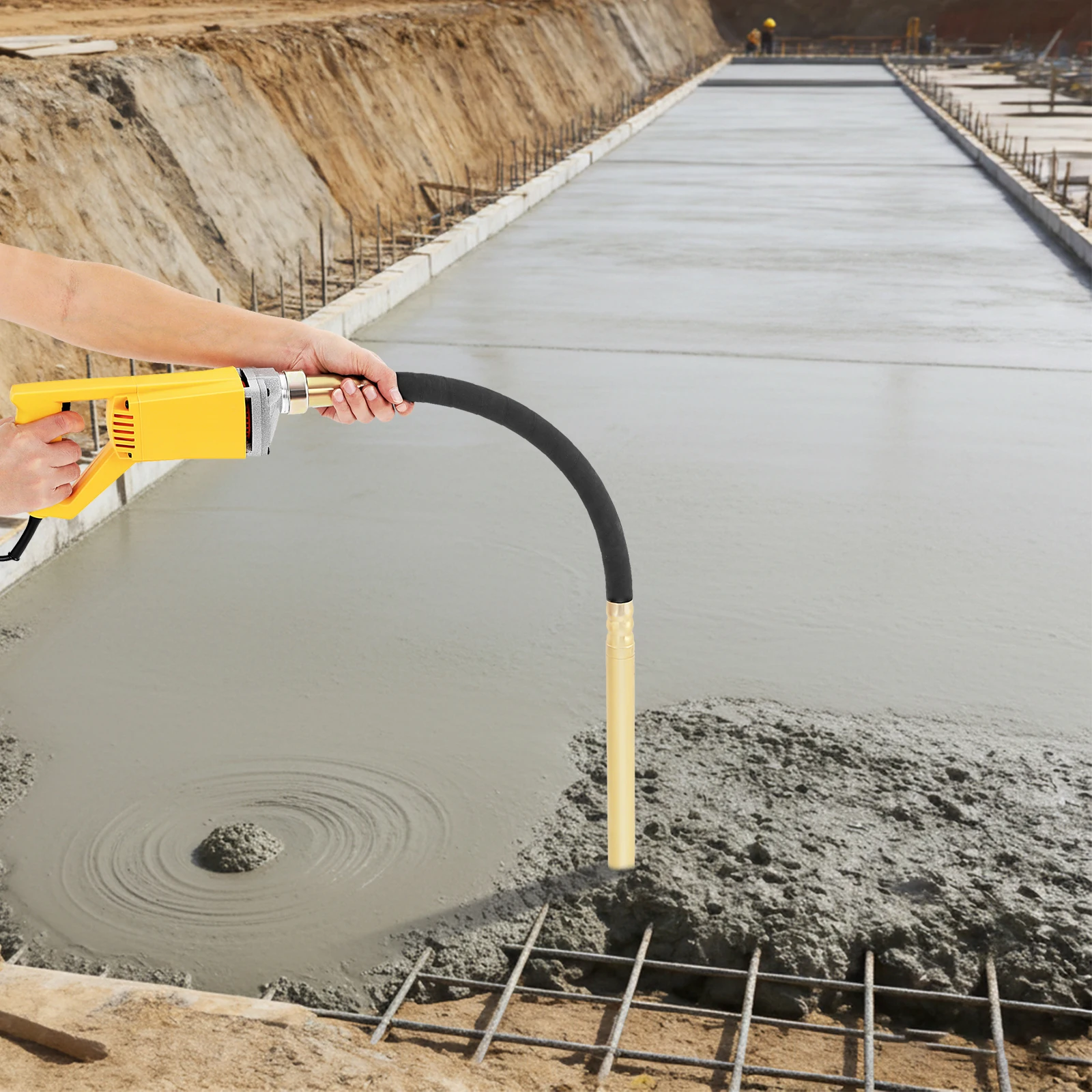 Vibrateur à béton électrique 800W haute fréquence, outil portatif pour l'élimination des bulles d'air du ciment, travaux de construction de dalles et de routes