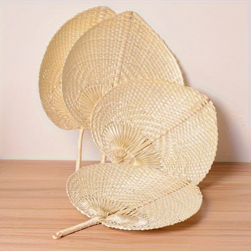 1pc Handmade Straw Woven Fan Craft Summer Cooling Fan Bamboo Home Decoration, Ideal for Party Performances & Photo Props & Gifts
