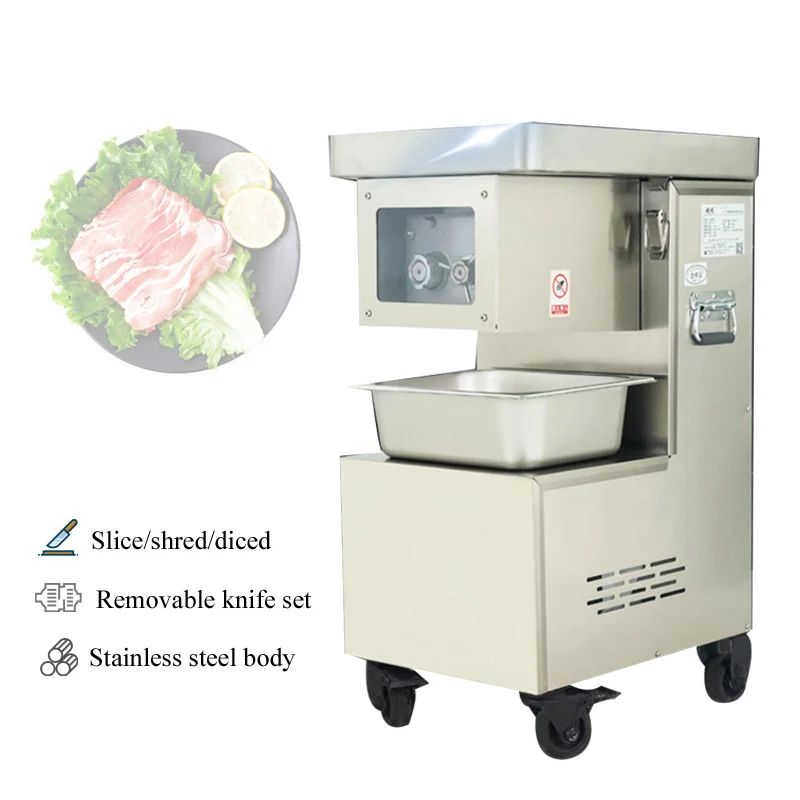 Commercial Meat Slicer Stainless Steel Automatic 2200w Shred Slicer Dicing Machine Electric Vegetable Cutter Grinder