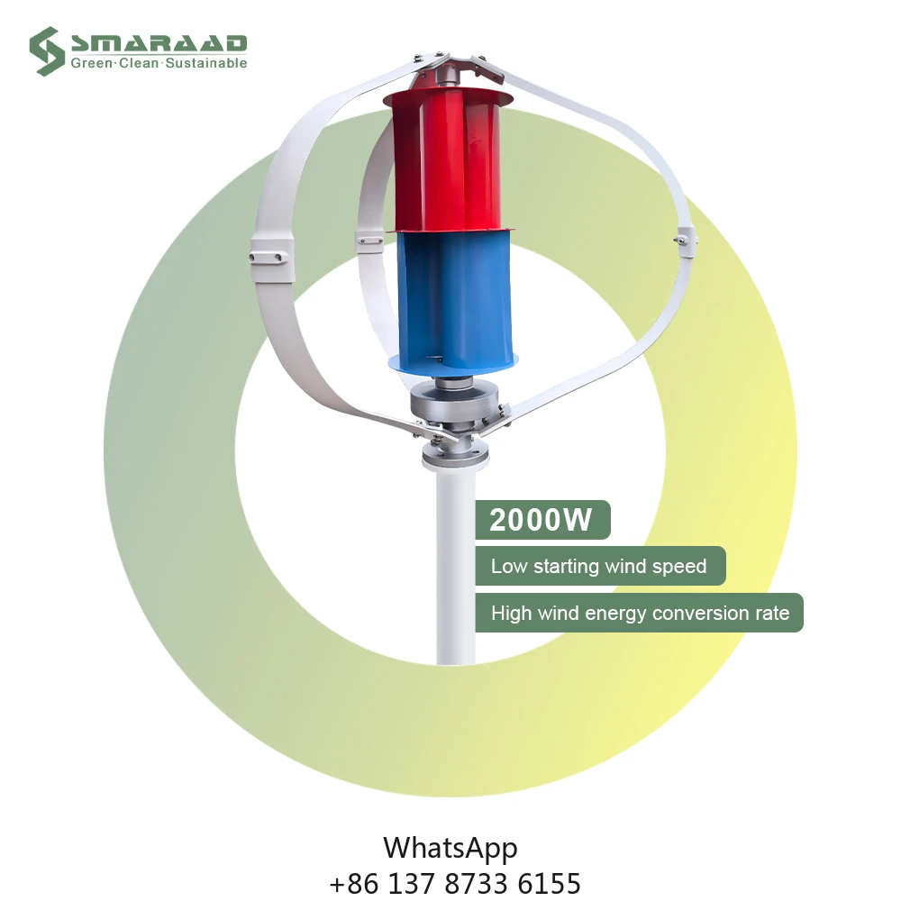 

SMARAAD 2000W Vertical Wind Turbine With PMG Permanent Magnet Generator 2KW Wind Turbine Generator Outputting 12V 24V 48V