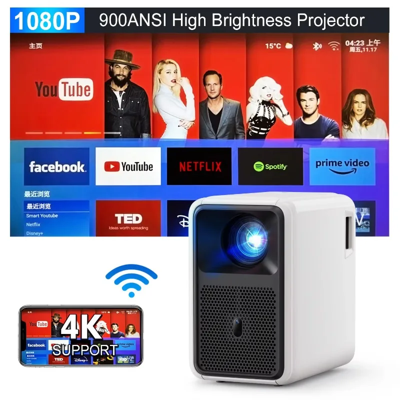 Proyector interactivo LED de 7000 lúmenes Proyectores de tiro corto OEM Proyector inalámbrico Bluetooth Smart Tv 4k