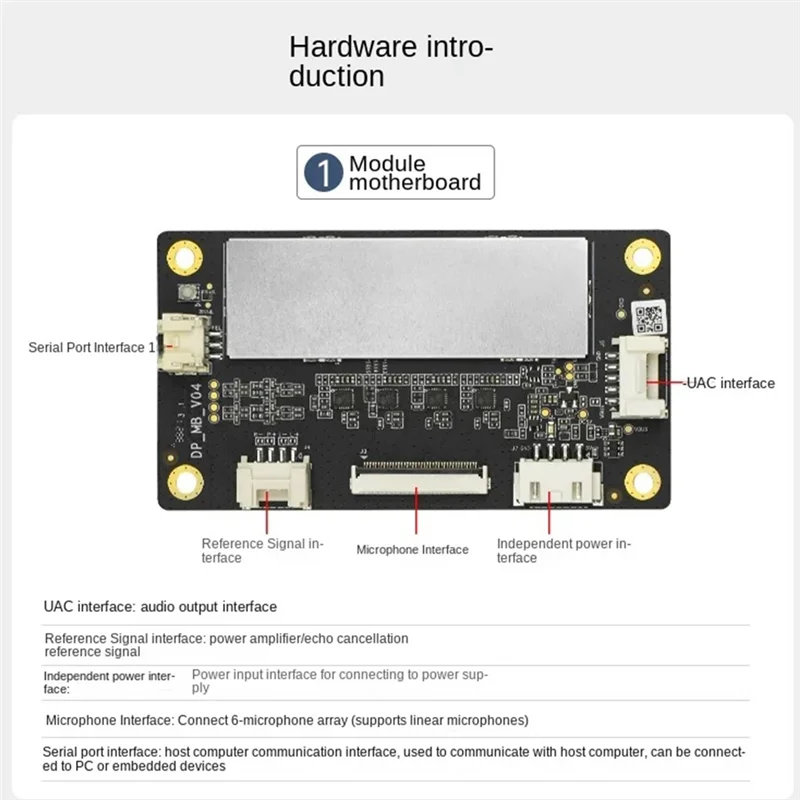 Módulo de matriz de anel de microfone de campo distante ROS Placa de voz de 6 microfones Navegação de posicionamento de 6 microfones