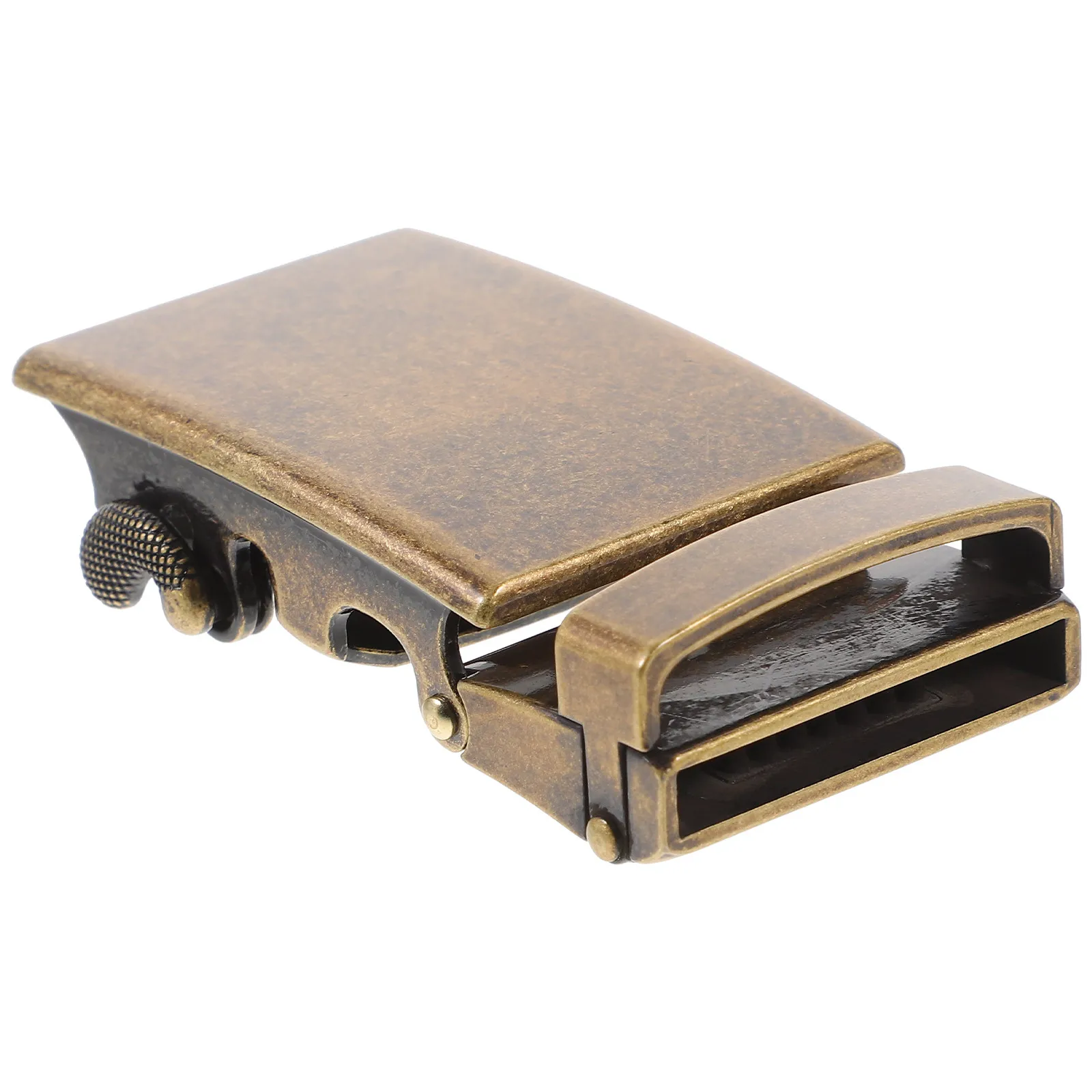 Ratchet Belt Buckle Men's Alloy Automatic Buckle Scratch-Resistant Black Specular Surface Easy Adjust Fit for Formal Business