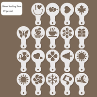 19 Pcs/Set Fancy Cartoon Coffee Stencil Set Latte Art Powder Spreading Mat Cartoon Pattern Sugar Powder Screening Mold