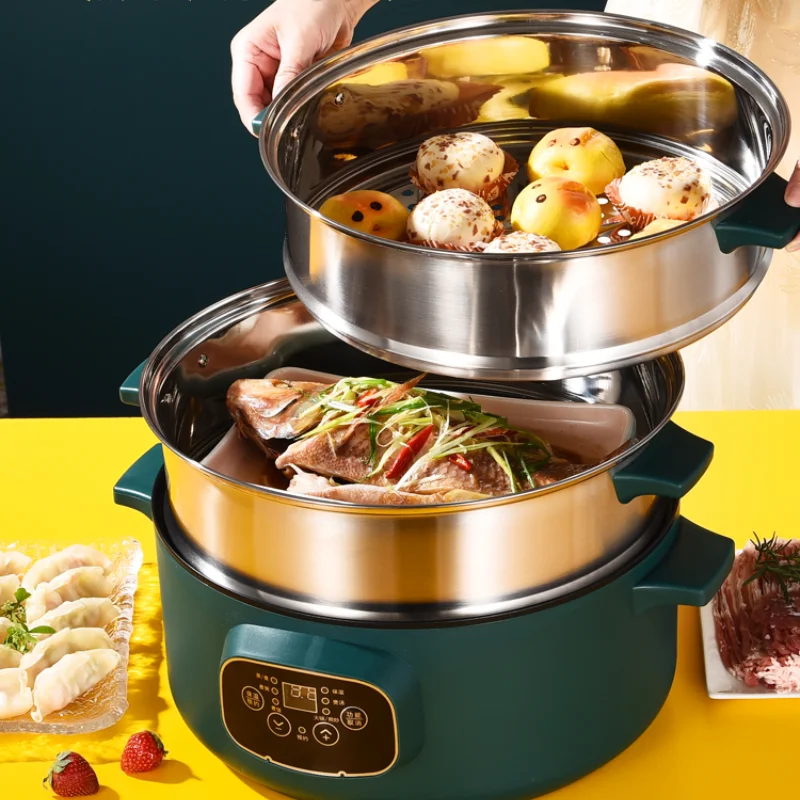 Stainless Steel Steamer Cooker Rice Noodle Roll Hot Pot Food Warmer Egg Kitchen Cooking Steam Electric Dampf Topf Multi Cooker