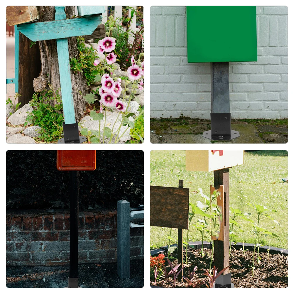 

2pcs Post Base Protector Wooden Mailbox Bracket Iron Feet Outdoor Square Sturdy Railing Cover Metal Deck Fence Gate