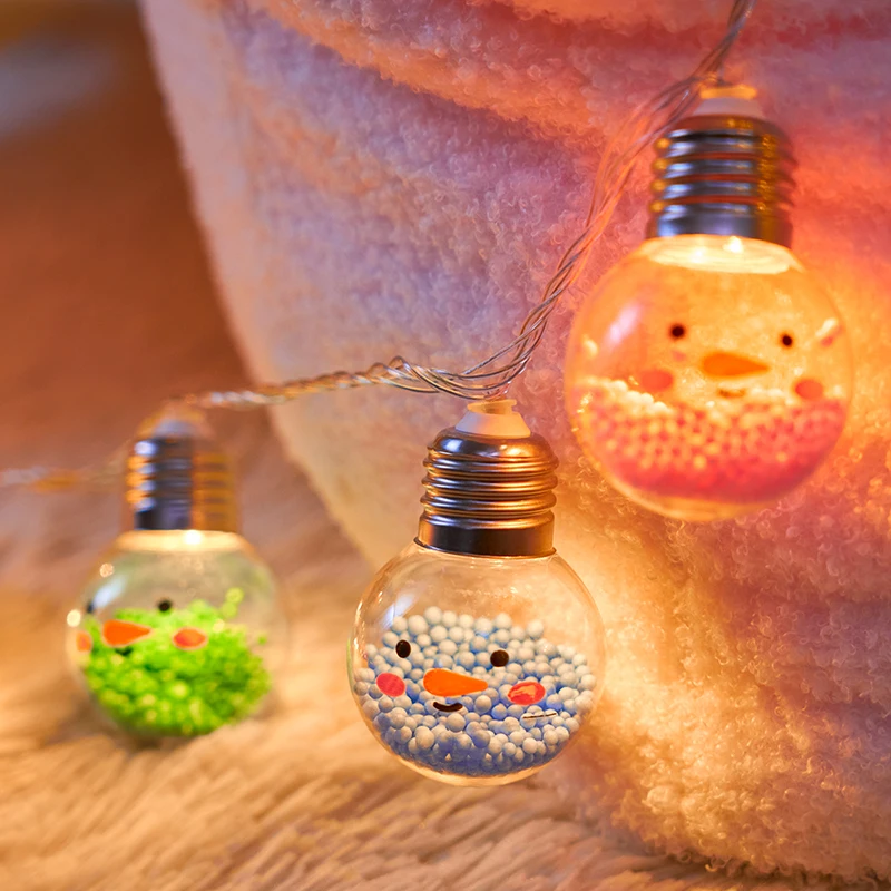 1PC Christmas Smiling Colorful Bulb Ball Fairy Lights Christmas Tree Decoration Lamp Battery Powered String Lights