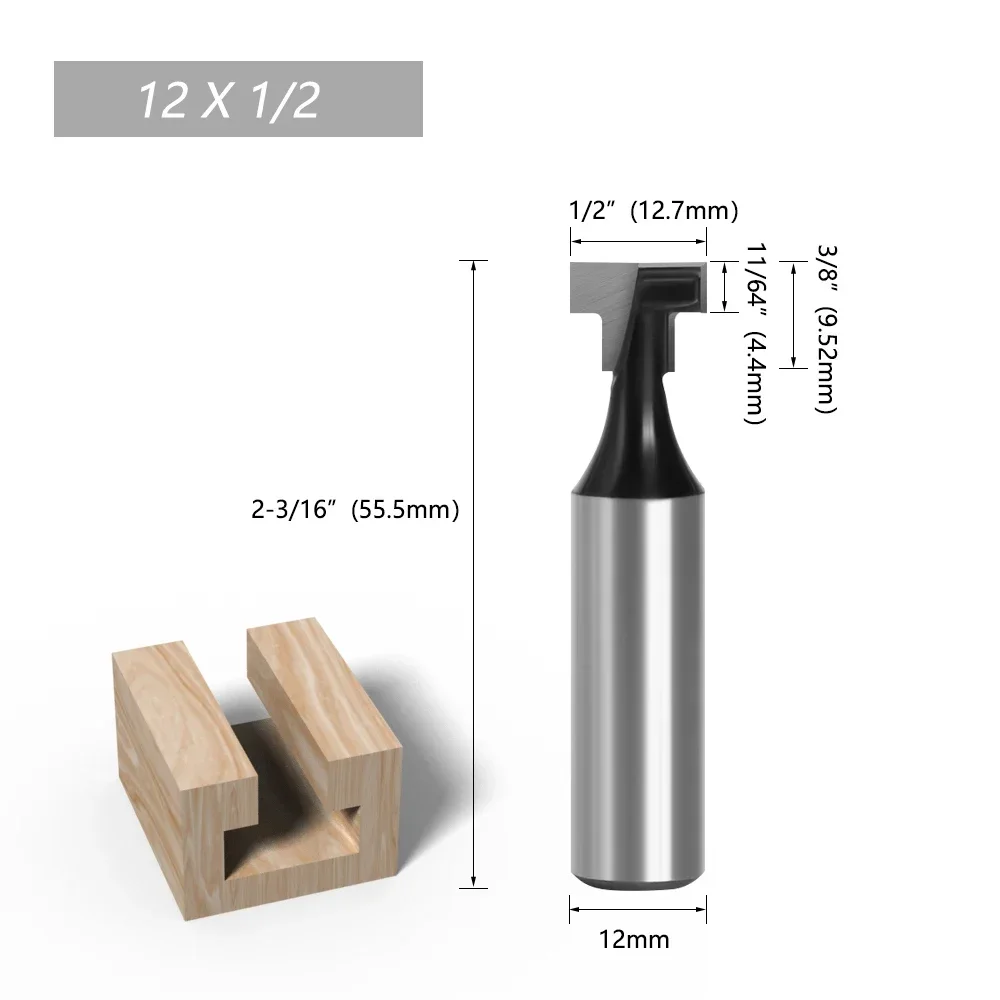 LAVIE Fräser-Set, 2/3 Stück, 12-mm-Schaft, zum Fräsen von Schlüssellochschlitzen in Holzplatten für die Wandmontage. – Detail 8