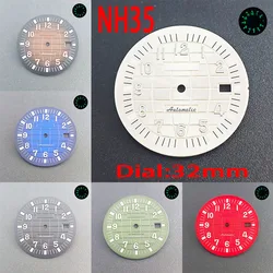 Men's hands 32mm dial green luminous NH35 watch dial NH35 NH36 automatic mechanical movement case strap pointer accessories