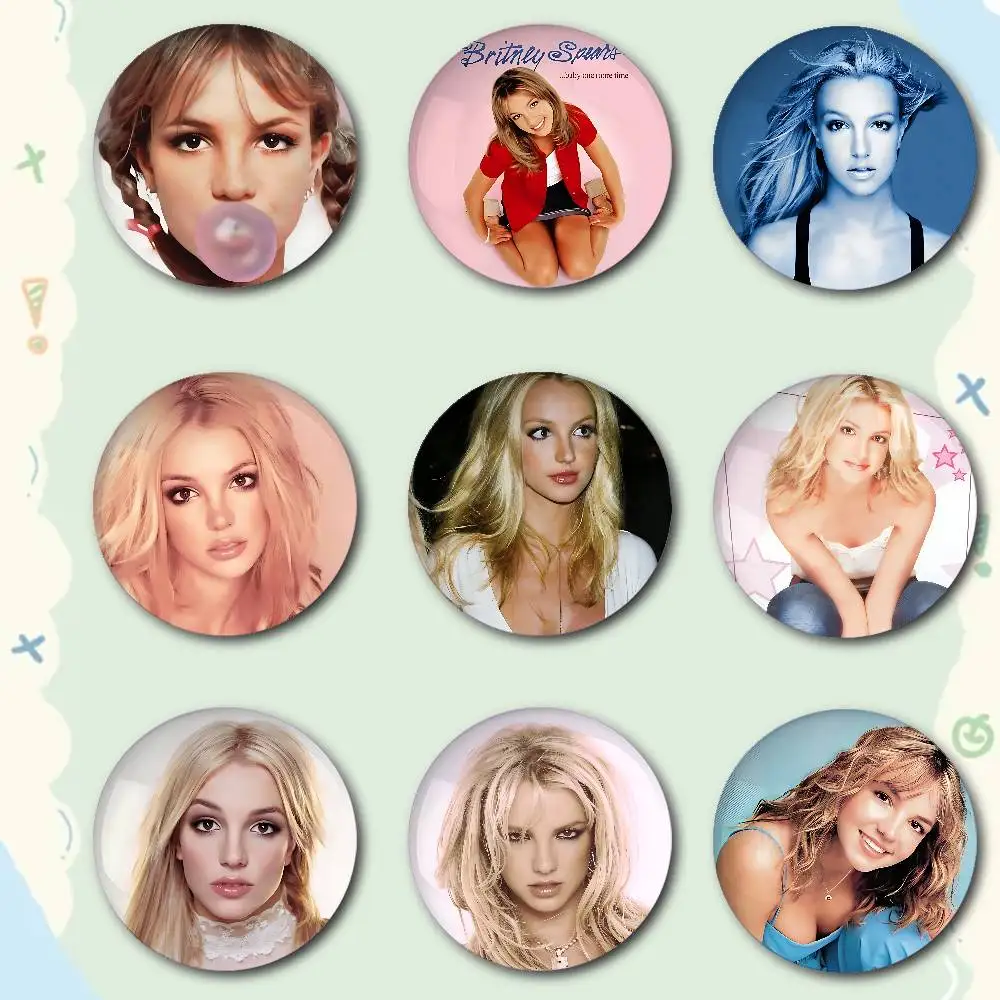I Love B-Britney S-Spears Premium Tinplate Round Lapel Pins: Cute Badge Brooches For Shoulder Bag Accessories, Souvenir Gifts