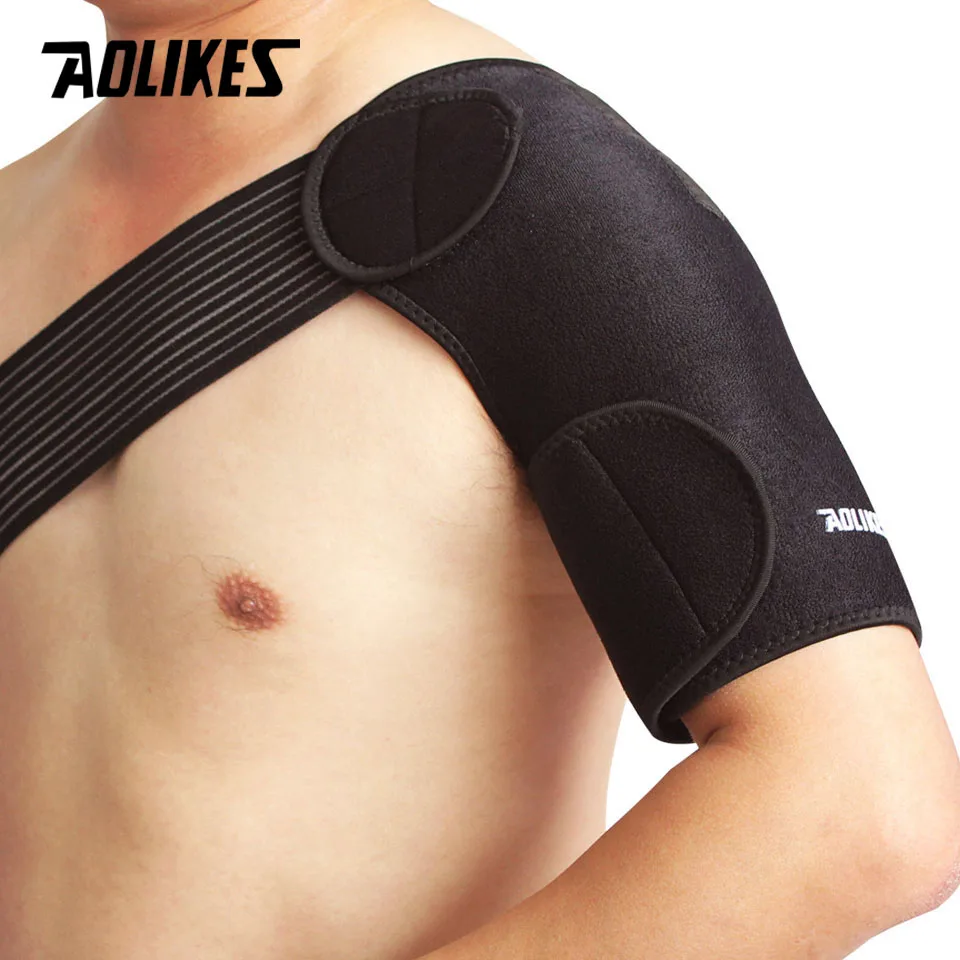 AOLIKES 1PCS Adjustable Breathable Gym Sports Care Single Shoulder Support Back Brace Guard Strap Wrap Belt Band Pads