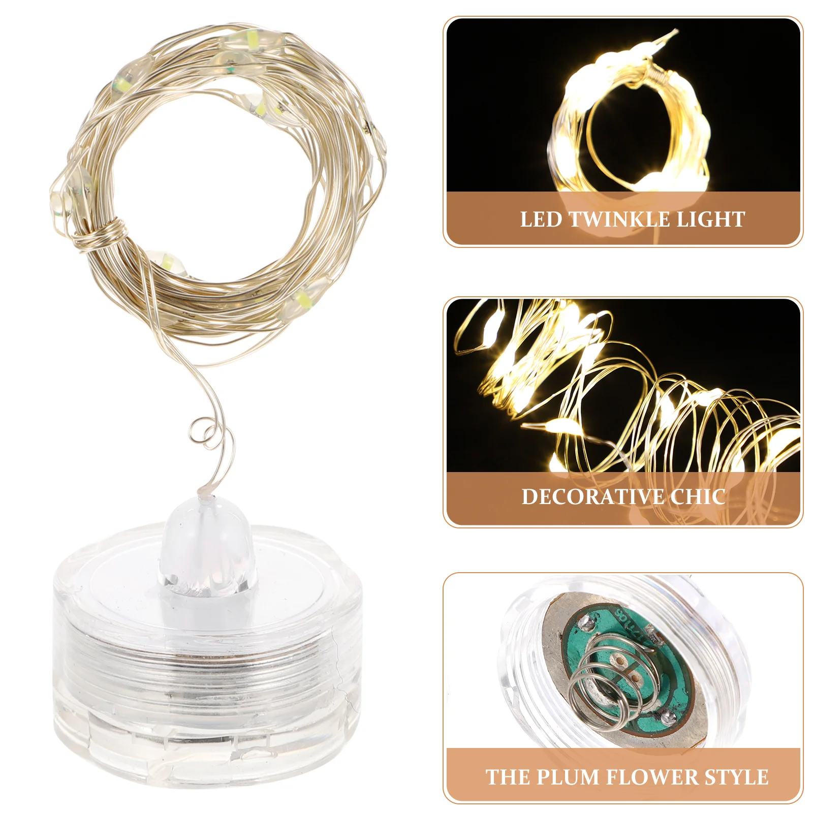 6 قطعة سلسلة أضواء غاطسة 2 متر طويلة 20LED مصباح مقاوم للماء مع صندوق زهر البرقوق للزينة حفل زفاف