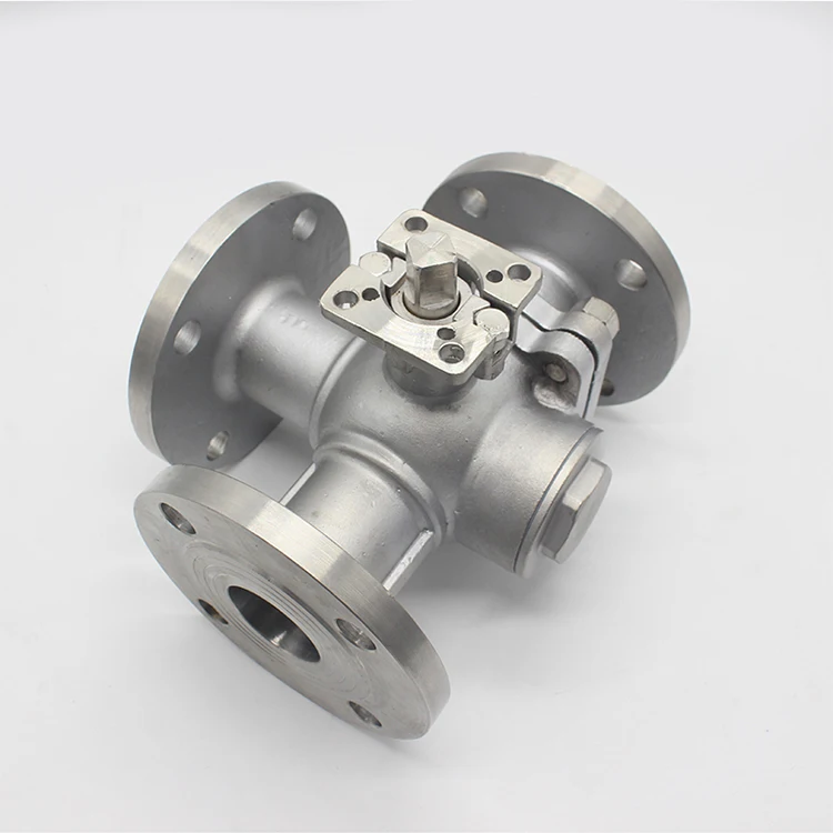 SONGO DN32 1-1/4inch L /T Port 3-Way flange Ball Valve with ISO5211 mounting pad