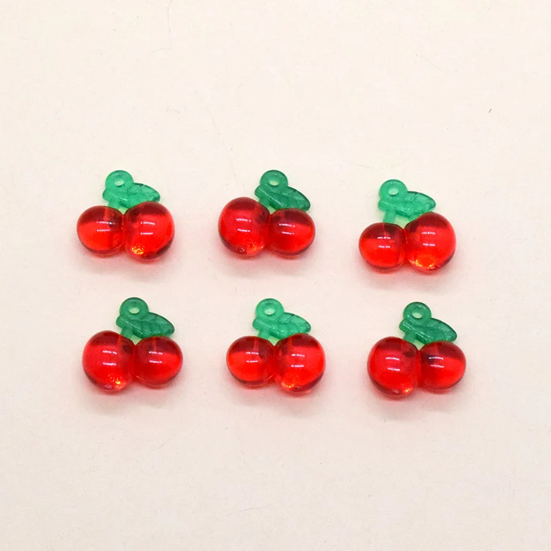 10pcs Acrylic Red Small Cherry Earring Charms Cute Fruit Pendant For Bracelet Choker Keychain Accessory DIY Sweet Jewelry Make