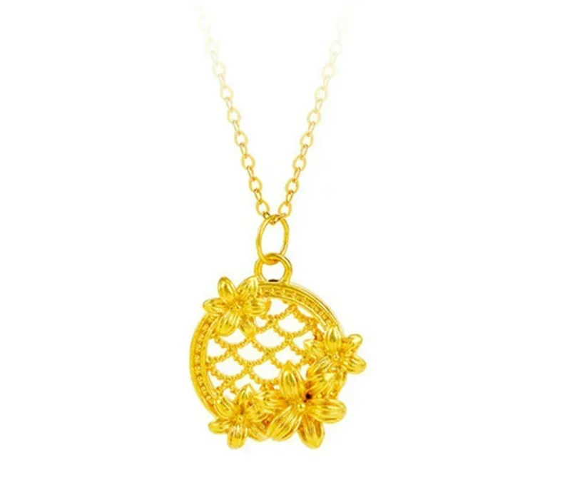 Eldorado Gold new arrival 2024 hot sale 24k pure gold flower pendants 999 real gold jewelry accessories