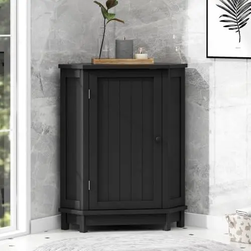 Bathroom Corner Cabinet with Door & Adjustable Shelves, Floor Triangle Storage Cabinet for Bathroom Living Room, Customized