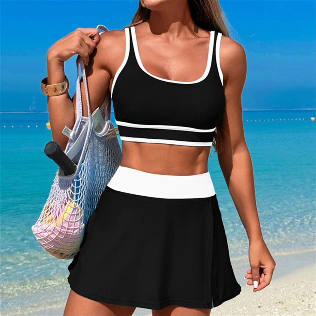 S - XL, 10 Farben, zweiteiliger Badeanzug für Damen, hoch geschnittener Bikini, zweiteiliges Bikini-Set, Damen-Badebekleidung, Badeanzug, Schwimmanzug V6998 – Detail 2