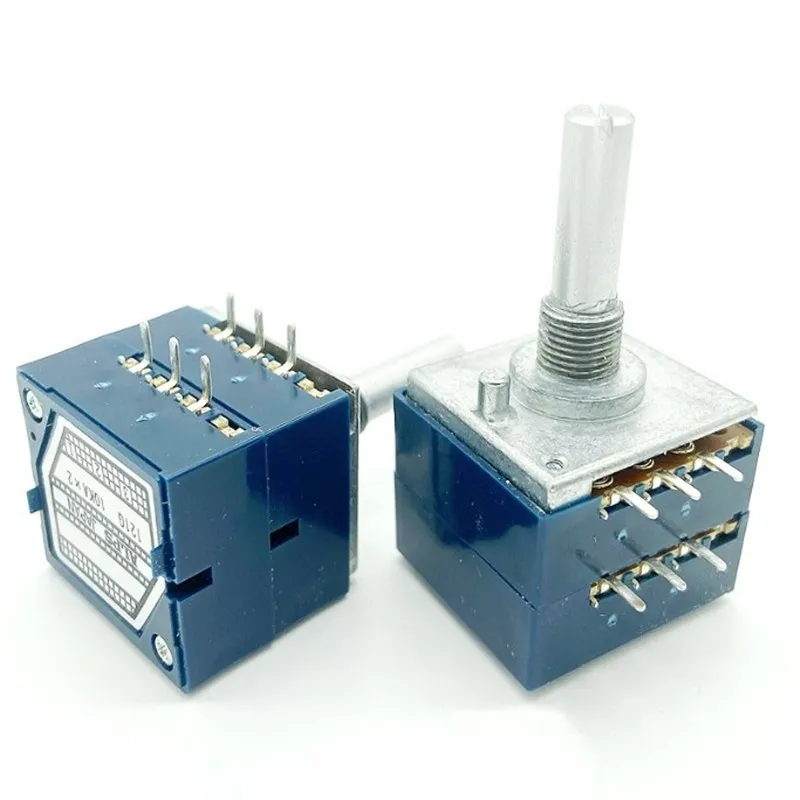 1Pcs 10K 20K 50K 100K 250K 500K ALPS RK27 VOLUME Potentiometer Dual 10~500KAX2 Slotted Japan Rotary switch 6pin