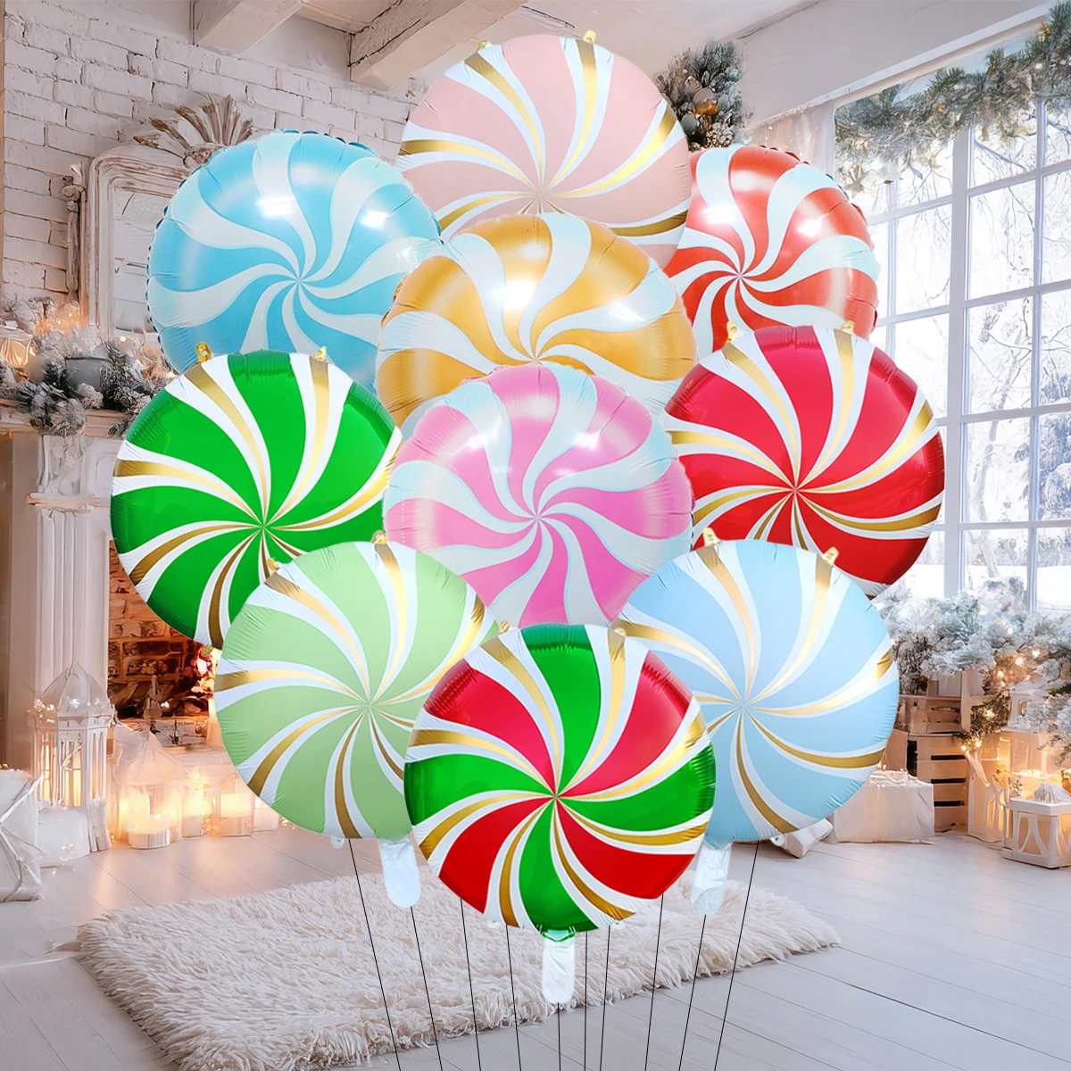 10 stücke 18 zoll Weihnachten Windmühle Süßigkeiten Runde Folien Ballons Helium Ballon Weihnachten Dekorationen für home Party Decor Navidad 2026