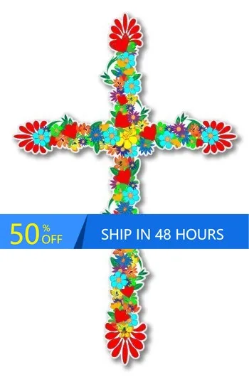 

Flowered Cross Phone Cool Bumper Camper Van Laptop Truck Waterproof Vinyl Decal Decoration Unique Trendy Funny Vintage